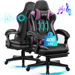 JONPONY Big and Tall 400lbs Gaming Chair with Bluetooth Speakers Gamer Chair with Footrest Game Chair with Lumbar Support and 360-Swivel Seat and Headrest for Adults, Red