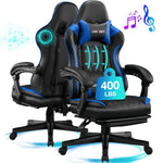 JONPONY Big and Tall 400lbs Gaming Chair with Bluetooth Speakers Gamer Chair with Footrest Game Chair with Lumbar Support and 360-Swivel Seat and Headrest for Adults, Red