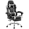 JONPONY Big and Tall Gaming Chair 400LBS Office Chair PU Leather with Footrest & Adjustable Headrest,Pink White