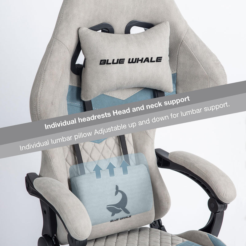 JONPONY Big and Tall Gaming Chair, Ergonomic Design, Gamer Chair PU Leather with Footrest and Lumbar Support, High Back Office Chair Support 8 Hours Long Sitting, Computer Chair,Grey