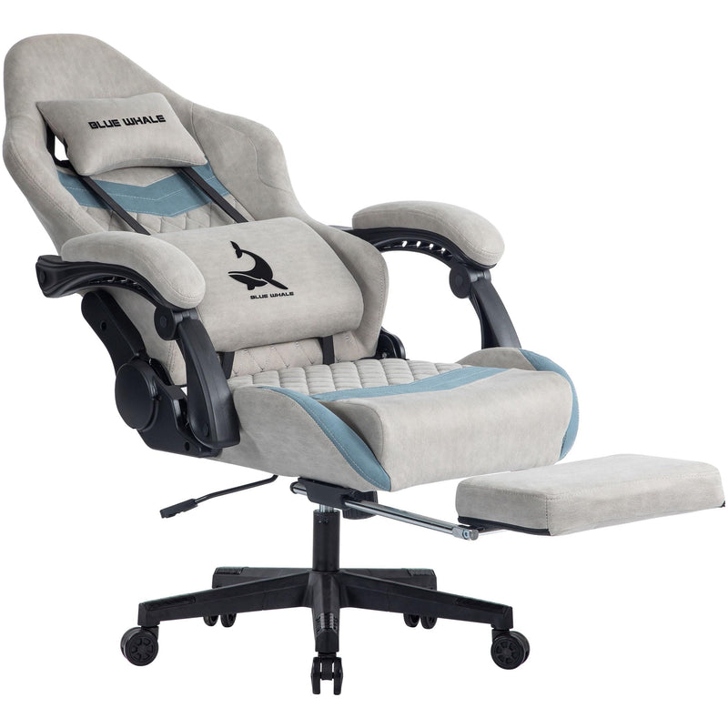 JONPONY Big and Tall Gaming Chair, Ergonomic Design, Gamer Chair PU Leather with Footrest and Lumbar Support, High Back Office Chair Support 8 Hours Long Sitting, Computer Chair,Grey