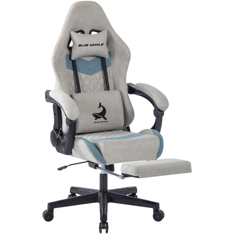 JONPONY Big and Tall Gaming Chair, Ergonomic Design, Gamer Chair PU Leather with Footrest and Lumbar Support, High Back Office Chair Support 8 Hours Long Sitting, Computer Chair,Grey