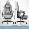 JONPONY Big and Tall Gaming Chair, Ergonomic Design, Gamer Chair PU Leather with Footrest and Lumbar Support, High Back Office Chair Support 8 Hours Long Sitting, Computer Chair,Grey