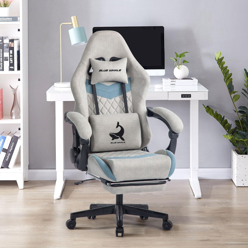 JONPONY Big and Tall Gaming Chair, Ergonomic Design, Gamer Chair PU Leather with Footrest and Lumbar Support, High Back Office Chair Support 8 Hours Long Sitting, Computer Chair,Grey