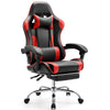 JONPONY Big and Tall Gaming Chair 400LBS Office Chair PU Leather with Footrest & Adjustable Headrest,Black Red