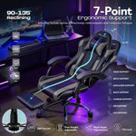 JONPONY Big and Tall Gaming Chair, Ergonomic Design, Gamer Chair PU Leather with Footrest and Lumbar Support, High Back Office Chair Support 8 Hours Long Sitting, Computer Chair,Black Grey
