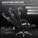 JONPONY Big and Tall Gaming Chair, Ergonomic Design, Gamer Chair PU Leather with Footrest and Lumbar Support, High Back Office Chair Support 8 Hours Long Sitting, Computer Chair,Black Grey