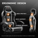 JONPONY Big and Tall Gaming Chair, Ergonomic Design, Gamer Chair PU Leather with Footrest and Lumbar Support, High Back Office Chair Support 8 Hours Long Sitting, Computer Chair,Black Grey