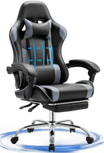 JONPONY Big and Tall Gaming Chair, Ergonomic Design, Gamer Chair PU Leather with Footrest and Lumbar Support, High Back Office Chair Support 8 Hours Long Sitting, Computer Chair,Black Grey