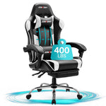 JONPONY Big and Tall Gaming Chair, Ergonomic Design, Gamer Chair PU Leather with Footrest and Lumbar Support, High Back Office Chair Support 8 Hours Long Sitting, Computer Chair,Black Grey