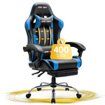 JONPONY Big and Tall Gaming Chair, Ergonomic Design, Gamer Chair PU Leather with Footrest and Lumbar Support, High Back Office Chair Support 8 Hours Long Sitting, Computer Chair,Black Grey