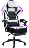 JONPONY Big and Tall Gaming Chair with Footrest 401lbs Massage Gamer Chair with Memory Foam Adjustable Tilt Back Angle & Armrest, High Back Leather Computer Office Chair