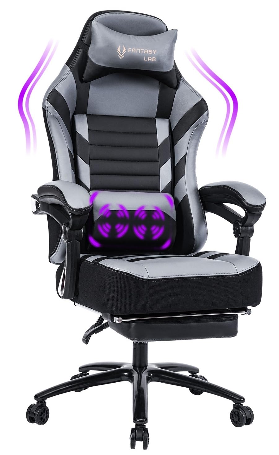 JONPONY Big and Tall Gaming Chair with Footrest 401lbs Massage Gamer Chair with Memory Foam Adjustable Tilt Back Angle & Armrest, High Back Leather Computer Office Chair