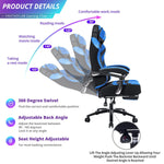 JONPONY Big and Tall Gaming Chair with Footrest 401lbs Massage Gamer Chair with Memory Foam Adjustable Tilt Back Angle & Armrest, High Back Leather Computer Office Chair