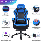 JONPONY Big and Tall Gaming Chair with Footrest 401lbs Massage Gamer Chair with Memory Foam Adjustable Tilt Back Angle & Armrest, High Back Leather Computer Office Chair
