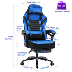 JONPONY Big and Tall Gaming Chair with Footrest 401lbs Massage Gamer Chair with Memory Foam Adjustable Tilt Back Angle & Armrest, High Back Leather Computer Office Chair