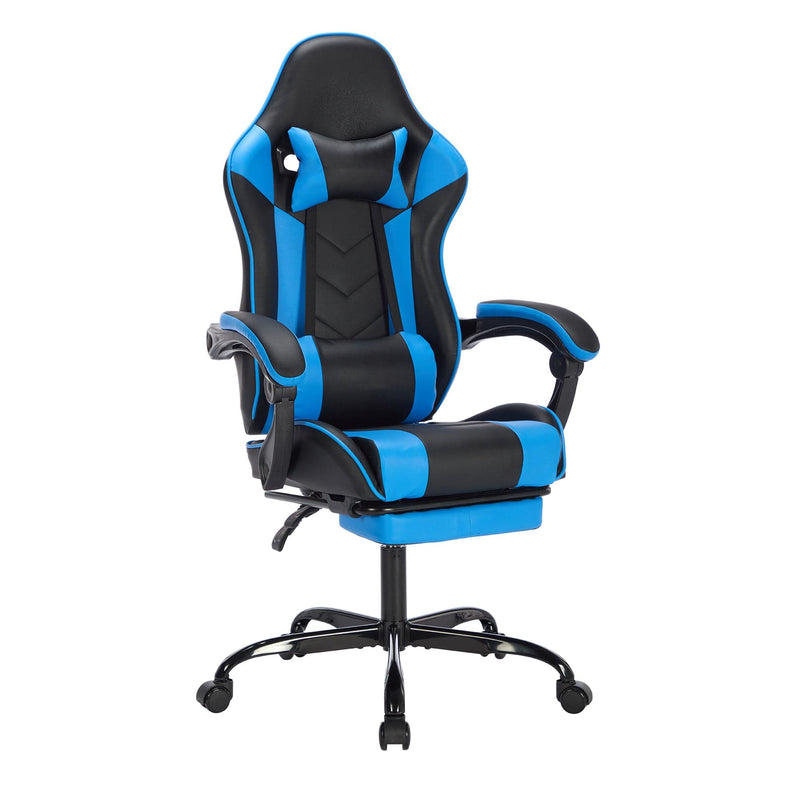 JONPONY Ergonomic Gaming Chair with Adjustable Footrest, 360° Swivel Racing Chair with Lumbar Support and Headrest, Breathable Material High Back Computer Chair for Adults,Black