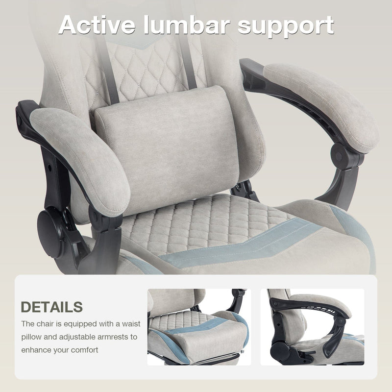 JONPONY Ergonomically adjustable esports chair, equipped with headrests and waist pillows, adjustable height, suitable for offices and gaming rooms，Grey