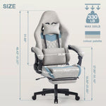 JONPONY Ergonomically adjustable esports chair, equipped with headrests and waist pillows, adjustable height, suitable for offices and gaming rooms，Grey