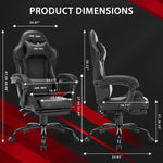 JONPONY Gaming Chair Office Chair PU Leather with Adjustable Headrest,Red