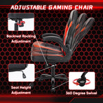 JONPONY Gaming Chair Office Chair PU Leather with Footrest & Adjustable Headrest for Adults and Kids,Black Gray