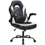 JONPONY Gaming Chair Office Chair PU Leather with Footrest & Adjustable Headrest for Adults and Kids,Black Gray