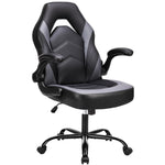 JONPONY Gaming Chair Office Chair PU Leather with Footrest & Adjustable Headrest for Adults and Kids,Black Gray