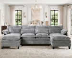 JONPONY 109.45" Modular Sectional Sofa with Double Cushion Sleeper Chaise,Modern Comfy Boucle Couch with Waist Pillows for Living Room