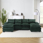 JONPONY 109.45" Modular Sectional Sofa with Double Cushion Sleeper Chaise,Modern Comfy Boucle Couch with Waist Pillows for Living Room