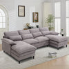 JONPONY 109.45" Modular Sectional Sofa with Double Cushion Sleeper Chaise,Modern Comfy Boucle Couch with Waist Pillows for Living Room