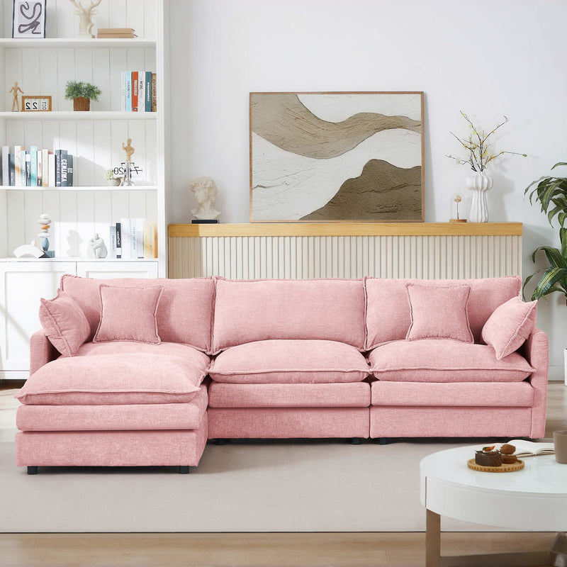 JONPONY 111" Cloud Couch,L Shaped Modular Sectional Sofa with Movable Ottoman,3 Oversized Seats Sleeper Couches for Living Room