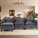 JONPONY 111" Cloud Couch,L Shaped Modular Sectional Sofa with Movable Ottoman,3 Oversized Seats Sleeper Couches for Living Room