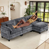 JONPONY 111" Cloud Couch,L Shaped Modular Sectional Sofa with Movable Ottoman,3 Oversized Seats Sleeper Couches for Living Room