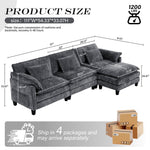 JONPONY 111" Cloud Couch,L Shaped Modular Sectional Sofa with Movable Ottoman,3 Oversized Seats Sleeper Couches for Living Room