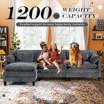 JONPONY 111" Cloud Couch,L Shaped Modular Sectional Sofa with Movable Ottoman,3 Oversized Seats Sleeper Couches for Living Room