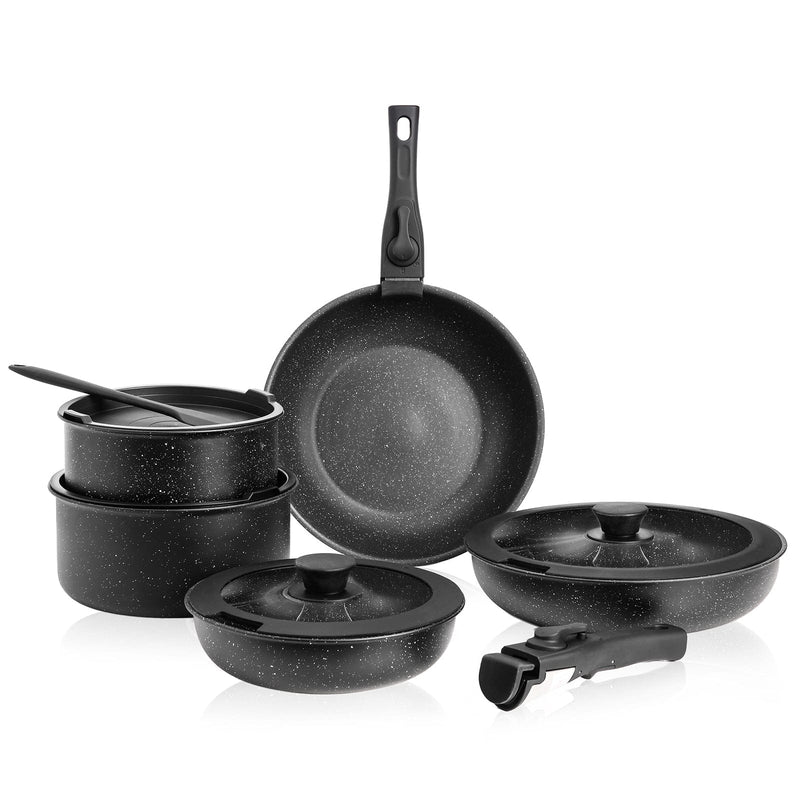 JONPONY 12 Pcs Nonstick Cookware Set, Pots and Pans Set with Detachable Handle, Dishwasher & Oven Safe, Induction Compatible, Kitchen Cooking Set