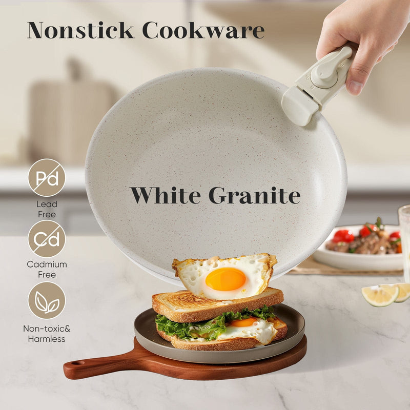 JONPONY 12 Pcs Nonstick Cookware Set, Pots and Pans Set with Detachable Handle, Dishwasher & Oven Safe, Induction Compatible, Kitchen Cooking Set