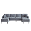 JONPONY 122.5" U Shaped Cloud Couch,Oversized 4 Seat Sectional Sofa with 2 Waist Pillows, 2 Ottoman,Sleeper Sofa Couch with Double Chaise Lounge &Memory Foam for Living Room