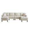 JONPONY 122.5" U Shaped Cloud Couch,Oversized 4 Seat Sectional Sofa with 2 Waist Pillows, 2 Ottoman,Sleeper Sofa Couch with Double Chaise Lounge &Memory Foam for Living Room