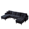 JONPONY 122.5" U Shaped Cloud Couch,Oversized 4 Seat Sectional Sofa with 2 Waist Pillows, 2 Ottoman,Sleeper Sofa Couch with Double Chaise Lounge &Memory Foam for Living Room