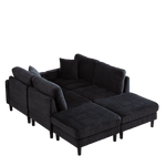 JONPONY 122.5" U Shaped Cloud Couch,Oversized 4 Seat Sectional Sofa with 2 Waist Pillows, 2 Ottoman,Sleeper Sofa Couch with Double Chaise Lounge &Memory Foam for Living Room