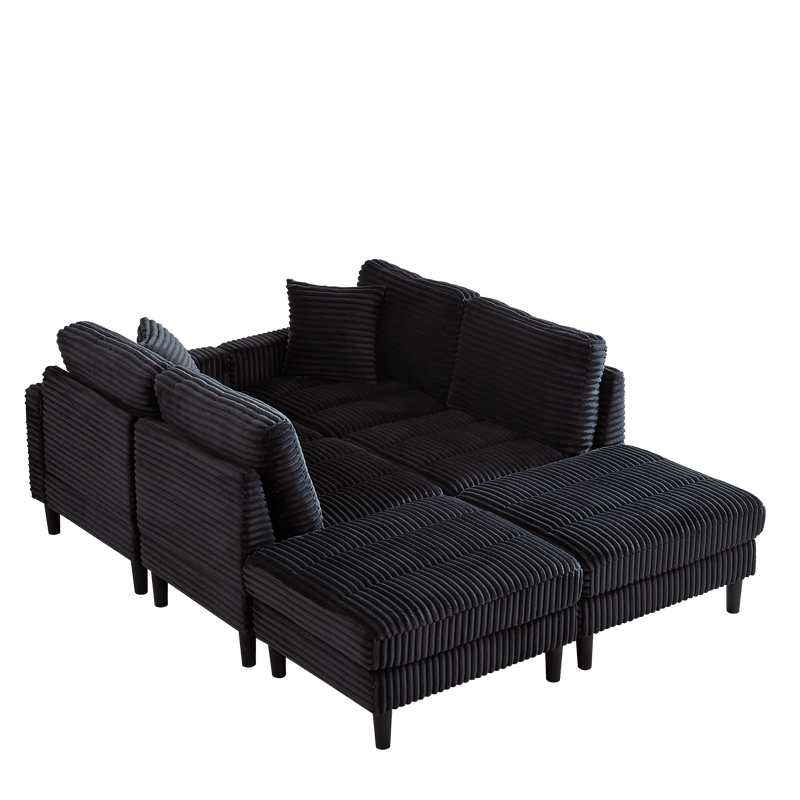 JONPONY 122.5" U Shaped Cloud Couch,Oversized 4 Seat Sectional Sofa with 2 Waist Pillows, 2 Ottoman,Sleeper Sofa Couch with Double Chaise Lounge &Memory Foam for Living Room