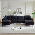 JONPONY 122.5" U Shaped Cloud Couch,Oversized 4 Seat Sectional Sofa with 2 Waist Pillows, 2 Ottoman,Sleeper Sofa Couch with Double Chaise Lounge &Memory Foam for Living Room