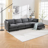 JONPONY 126" Sectional Sofa for Living Room, L-Shaped Cloud Couch with 4 Oversized Seats Sleeper Sofa Set with Double Chaise,Wood Legs,Movable Ottoman for Living Room