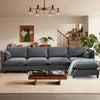 JONPONY 126" Sectional Sofa for Living Room, L-Shaped Cloud Couch with 4 Oversized Seats Sleeper Sofa Set with Double Chaise,Wood Legs,Movable Ottoman for Living Room