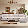 JONPONY 126" Sectional Sofa for Living Room, L-Shaped Cloud Couch with 4 Oversized Seats Sleeper Sofa Set with Double Chaise,Wood Legs,Movable Ottoman for Living Room