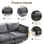 JONPONY 126" Sectional Sofa for Living Room, L-Shaped Cloud Couch with 4 Oversized Seats Sleeper Sofa Set with Double Chaise,Wood Legs,Movable Ottoman for Living Room