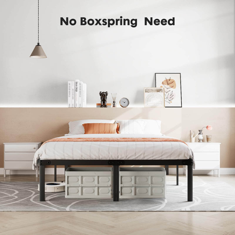 JONPONY 14 Inch Heavy Duty Metal Bed Frame, No Box Spring Needed, Platform with Large Storage Space, Easy Assembly, Noise Free, Sturdy Steel Slat Support