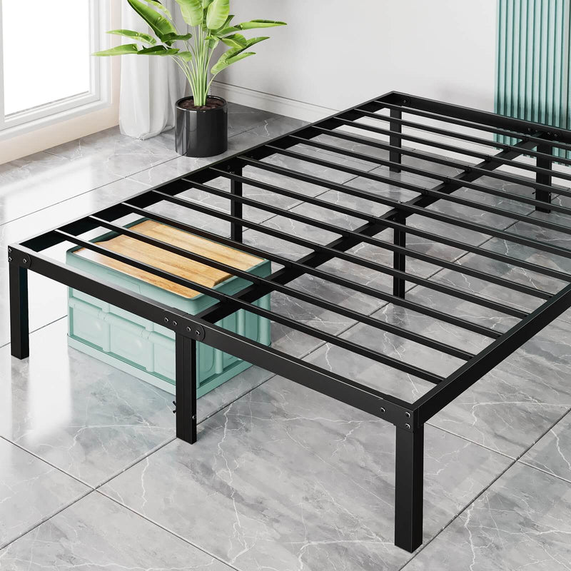 JONPONY 14 Inch Heavy Duty Metal Bed Frame, No Box Spring Needed, Platform with Large Storage Space, Easy Assembly, Noise Free, Sturdy Steel Slat Support
