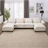 JONPONY 154.8" Big Oversized Modular Sofa , Ice Velvet Large U-Shaped Couch Comfy Upholstered 4-Seat Sofa with 2 Ottoman, 4 Lumbar Pillow, Deep Seat Couch for Living Room, Grey